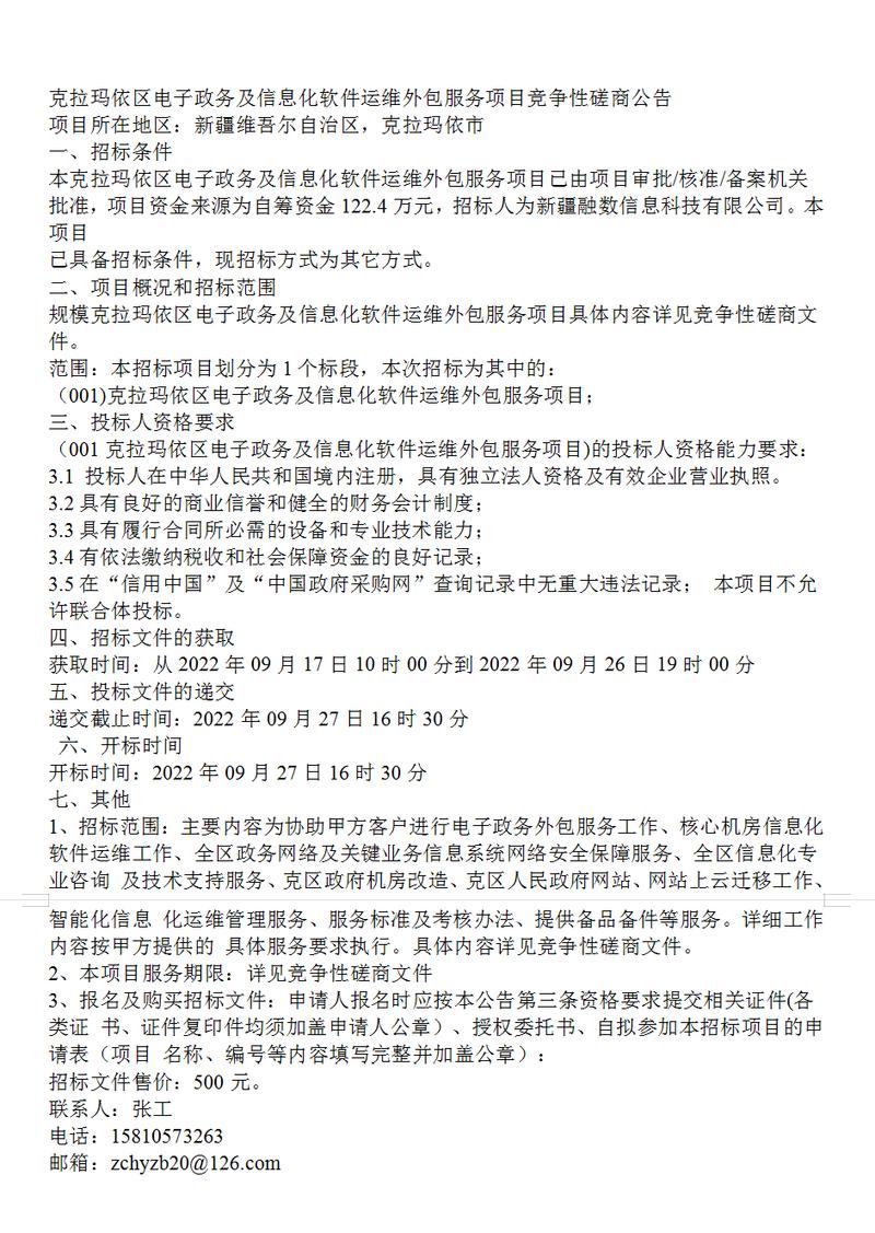 克拉玛依区电子政务及信息化软件运维外包服务项目竞争性磋商公告解析与价值评估